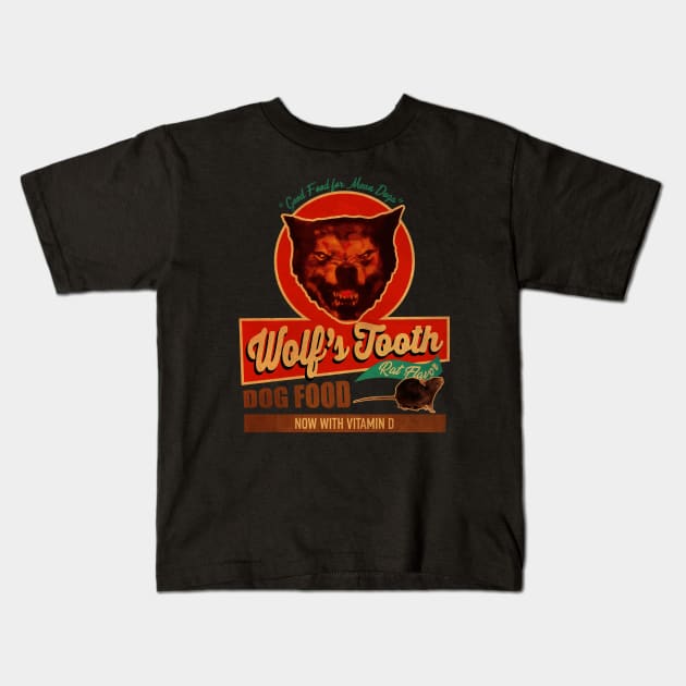 Wolf Tooth Dog Food Kids T-Shirt by Woah_Jonny